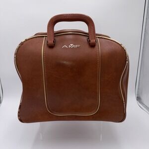 Vintage AMF™ Logo Brown w/ Gold Trim Bowling Ball Bag ~ Shoe Storage